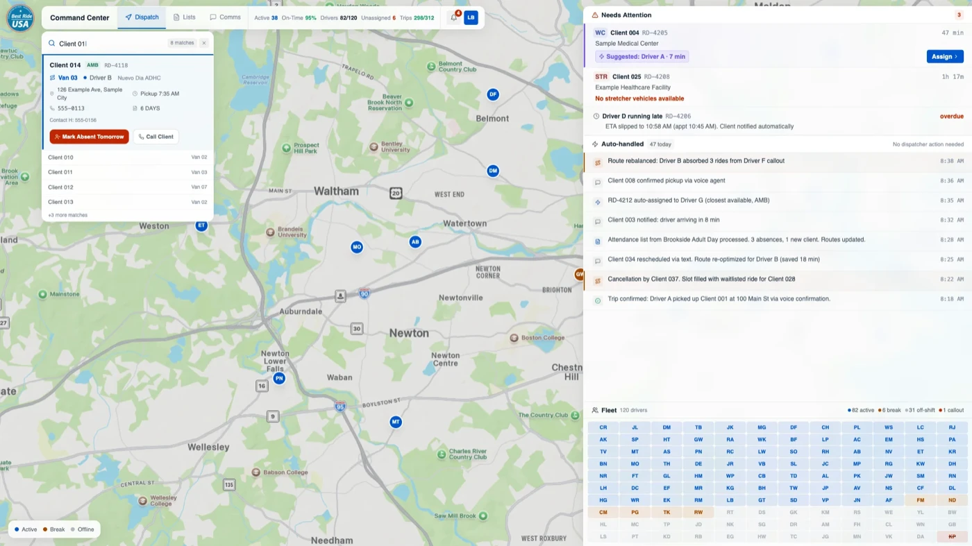 Dispatch Automation for a 115-Vehicle Fleet - platform screenshot