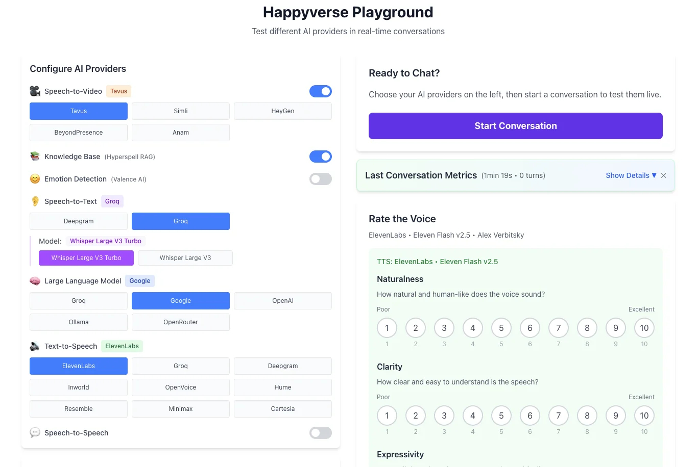 Evaluation Platform for a Conversational AI Startup - screenshot 2